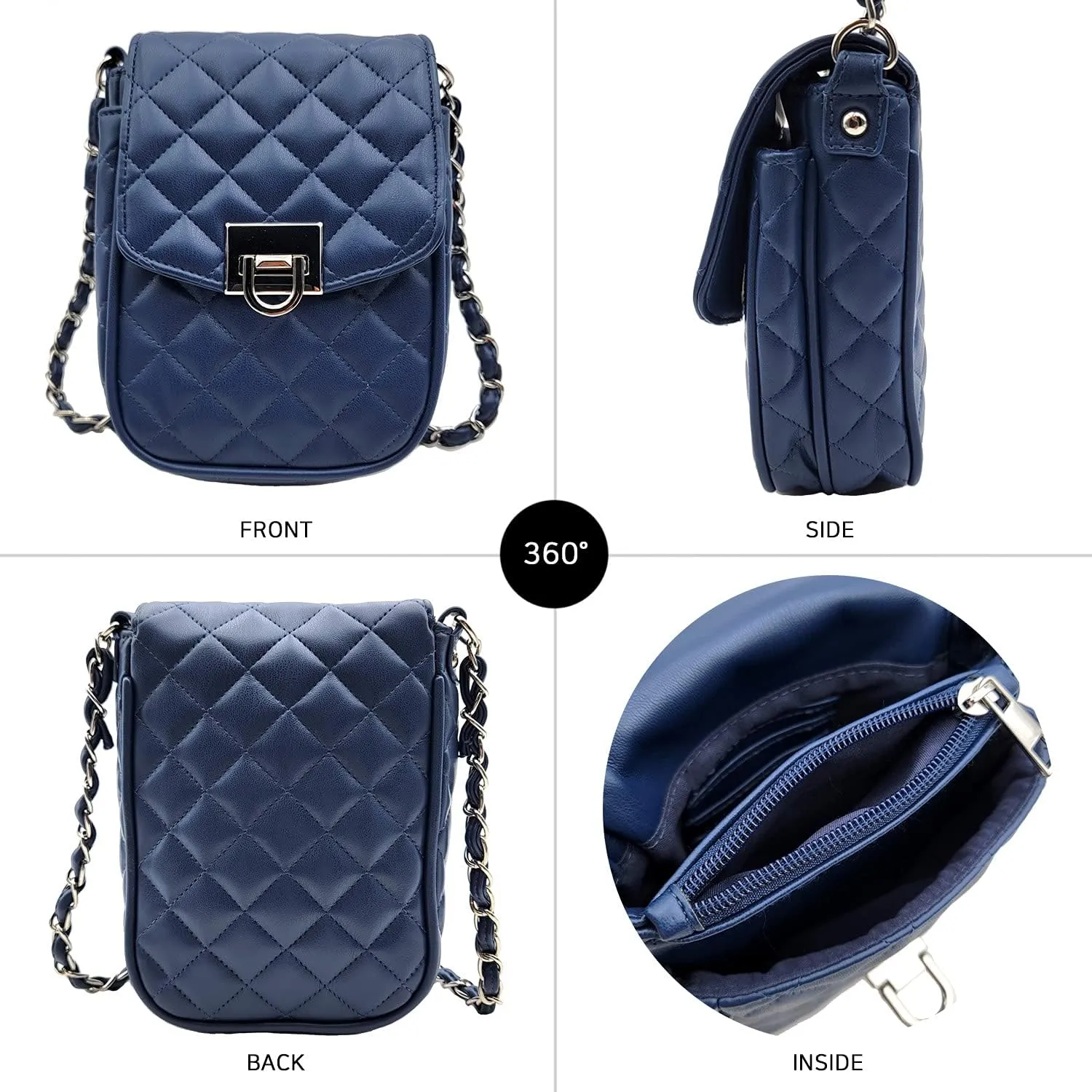 Phone Crossbody Bags for Women Small Vegan Leather Mini Shoulder Wallet Card Quilted Purse