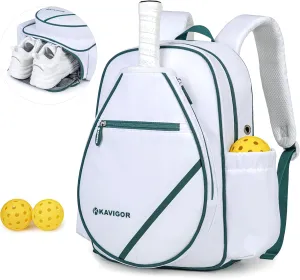 Pickleball Bag, Pickleball Backpack with Shoe Compartment & Waterproof Pocket, Pickle Ball Paddle Bag Fits 2 to 4 Paddles for Women and Men, White