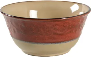 Pier 1 Red Scroll Soup Cereal Bowl
