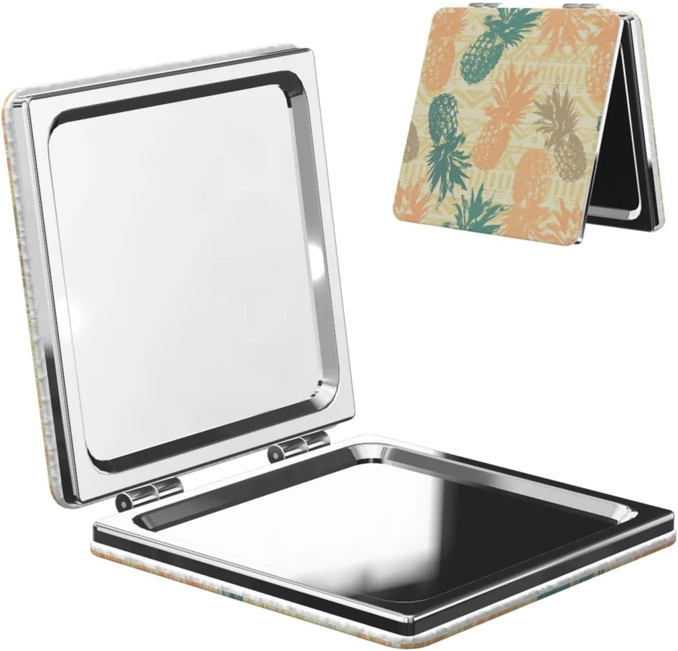 Pineapple Pattern Women Small Makeup Mirror Compact Handheld Cosmetic Mirror for Purse Pocket