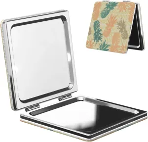 Pineapple Pattern Women Small Makeup Mirror Compact Handheld Cosmetic Mirror for Purse Pocket