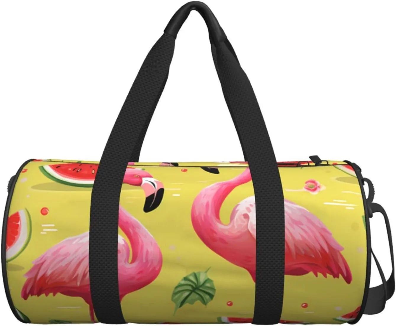 Pink flamingo and watermelon Travel Duffle Bag for Men Women Sport Gym Bag Foldable Weekender Bag Carry on Overnight Bag for Travel Swimming Basketball