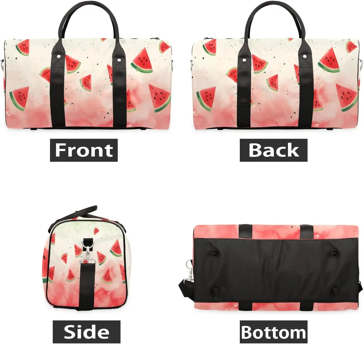 Pink Watermelon Fruit Travel Duffel Bag for Women Men Waterproof Foldable Overnight Weekender Bag Large Capacity Sports Gym Bag