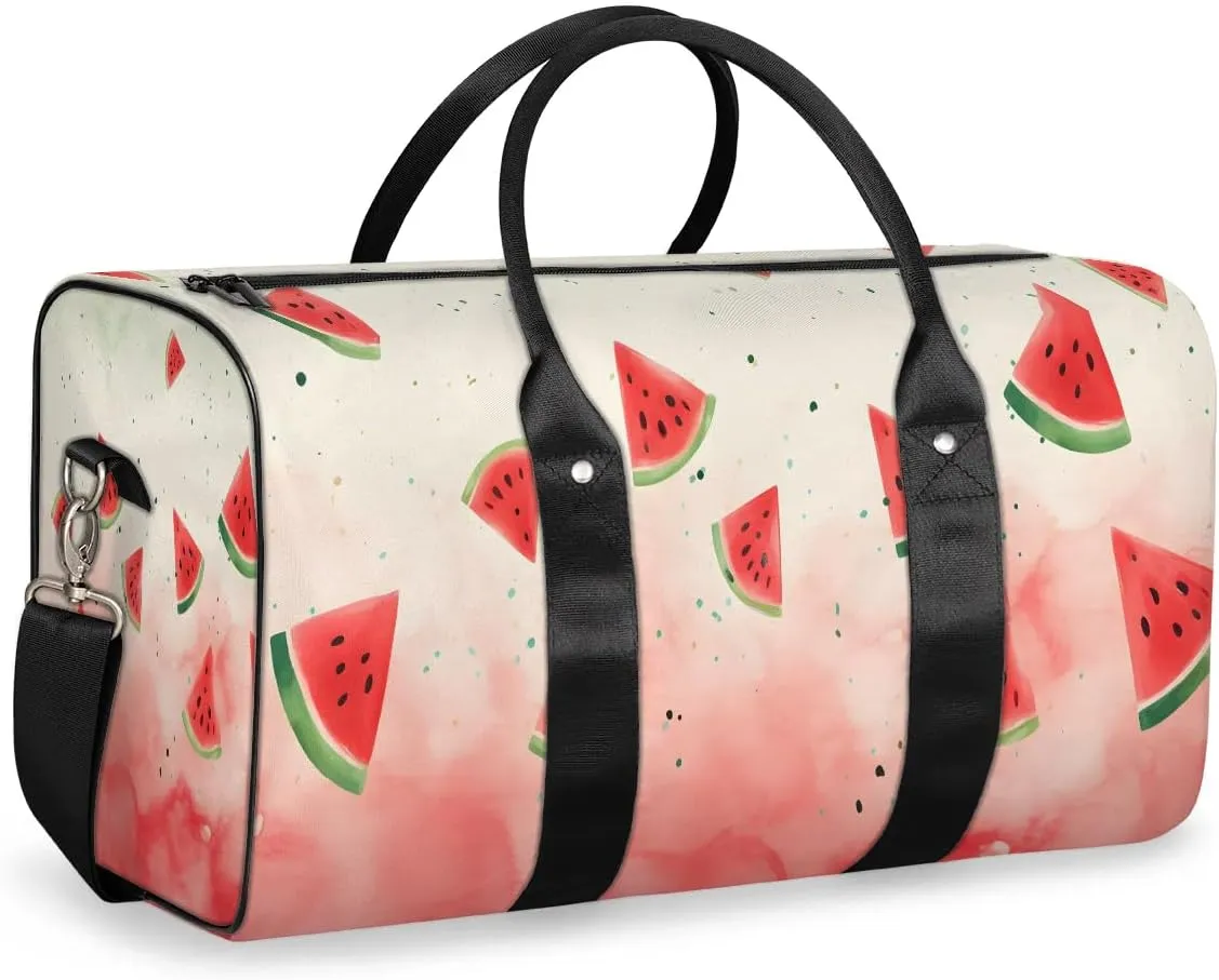 Pink Watermelon Fruit Travel Duffel Bag for Women Men Waterproof Foldable Overnight Weekender Bag Large Capacity Sports Gym Bag