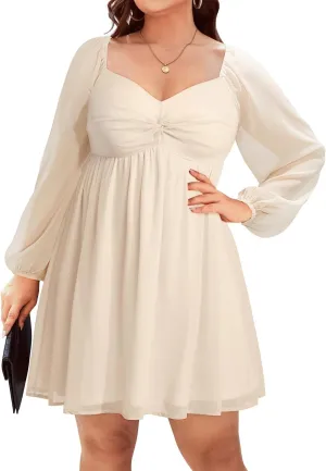 Pinup Fashion Women Graduation Dress Plus Size - Homecoming Sweetheart Neckline Chiffon A-Line Short Dresses