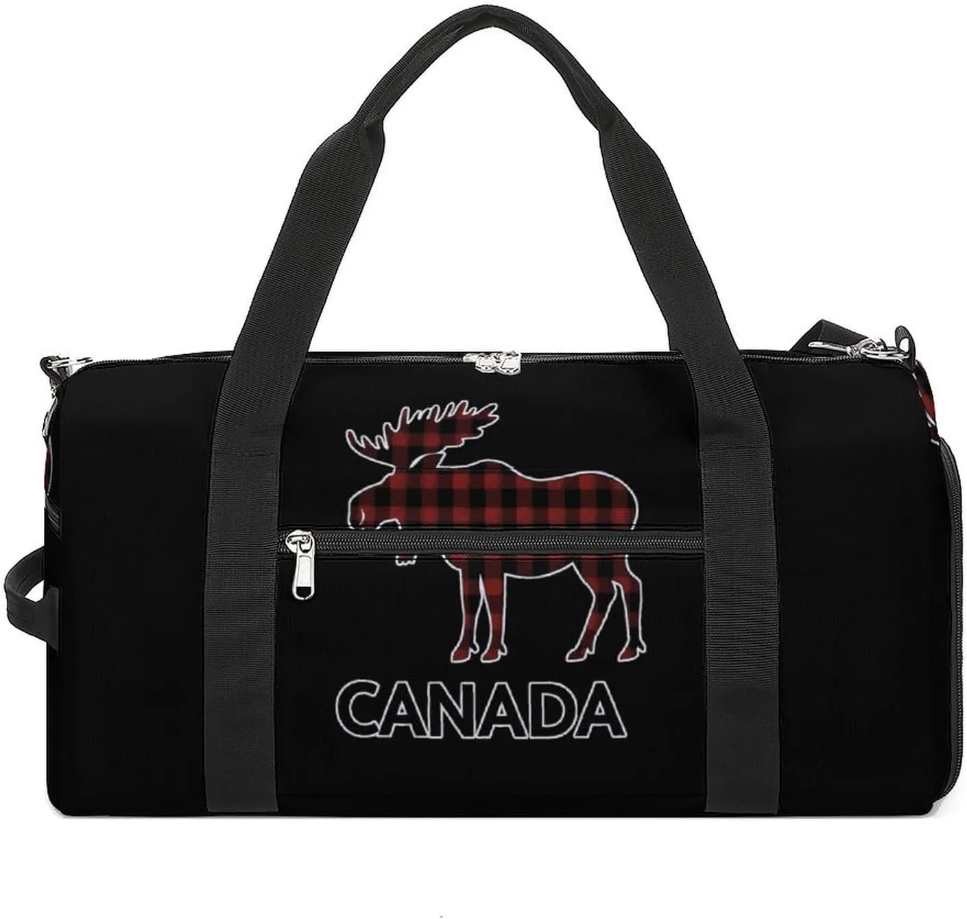 Plaid Moose Animal Silhouette Canada Gym Bag for Men Women Lightweight Duffel Bag Sports Workout Bag for Travel Yoga