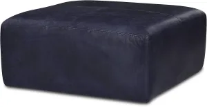 POLY & BARK Sequoia Ottoman in Full-Grain Semi-Aniline Italian Tanned Leather in Midnight Blue