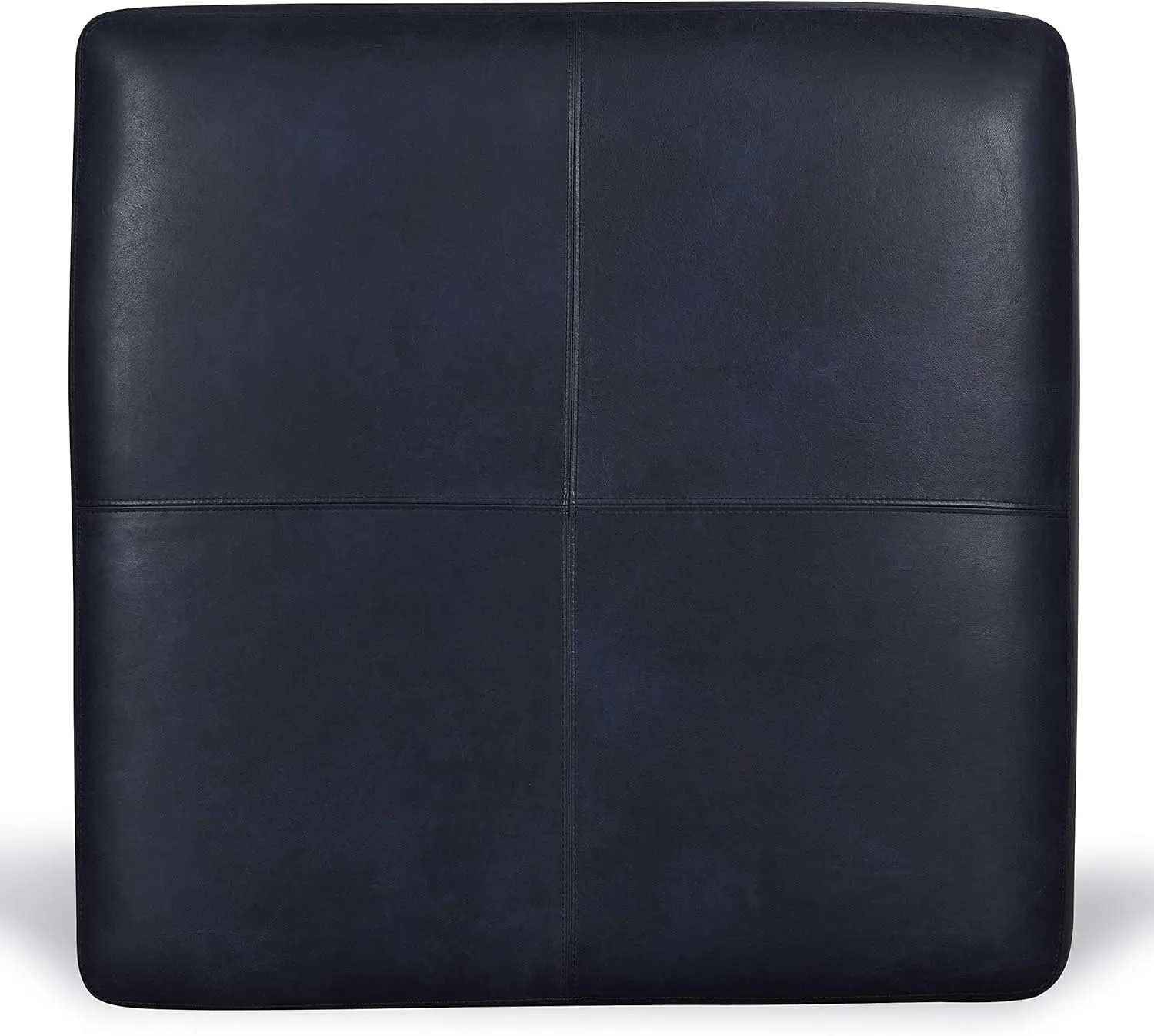 POLY & BARK Sequoia Ottoman in Full-Grain Semi-Aniline Italian Tanned Leather in Midnight Blue