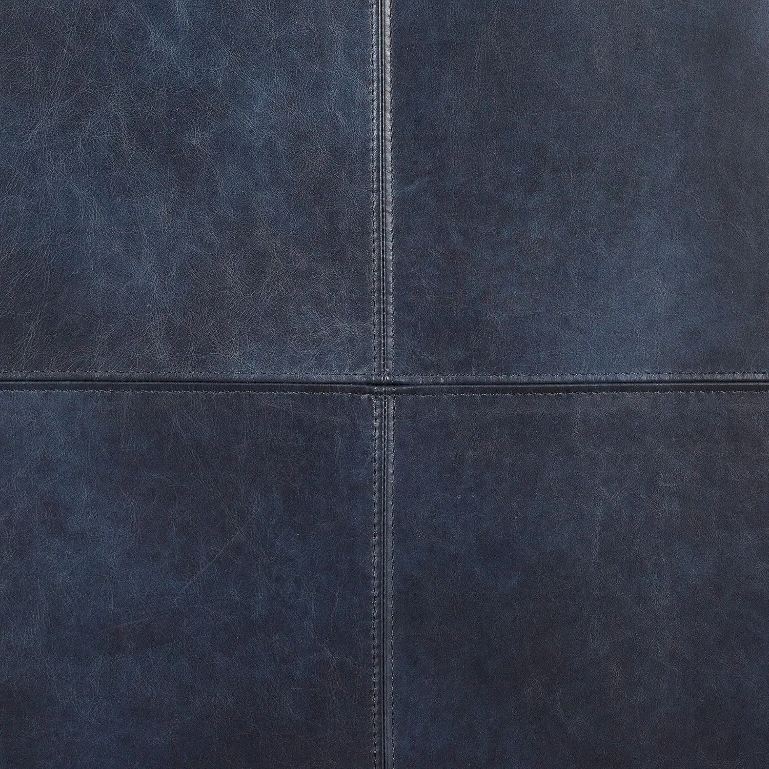 POLY & BARK Sequoia Ottoman in Full-Grain Semi-Aniline Italian Tanned Leather in Midnight Blue