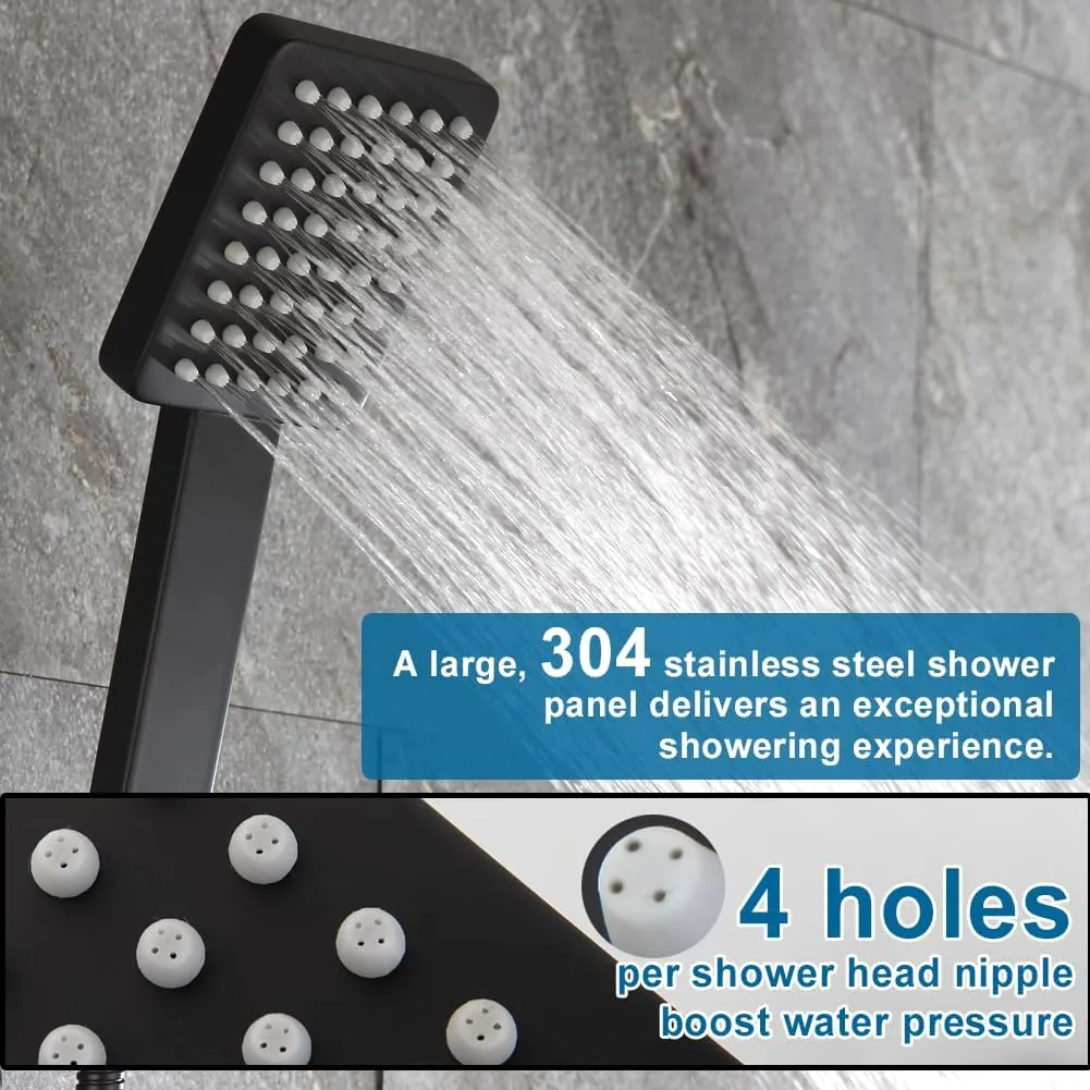 POP SANITARYWARE Matte Black Shower Faucet Set Rainfall 6 Inch Shower Head and Handle Set Bathroom Rain Shower System Wall Mounted Shower Fixture Include Shower Valve and Trim Kit