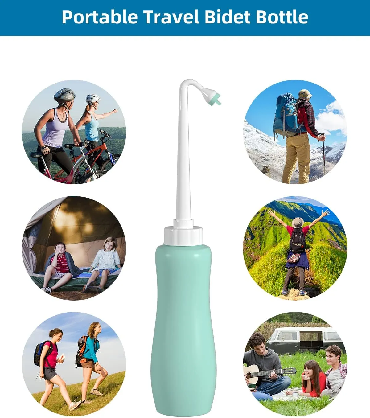 Portable Bidet for Toilet, Bidet Attachment,Handheld Personal Travel Bidet Parts 650ml Extra Long Pointed Nozzle Spray for Childbirth, Personal Hygiene, Outdoor, Camping with Travel Bag- 22oz/ Green