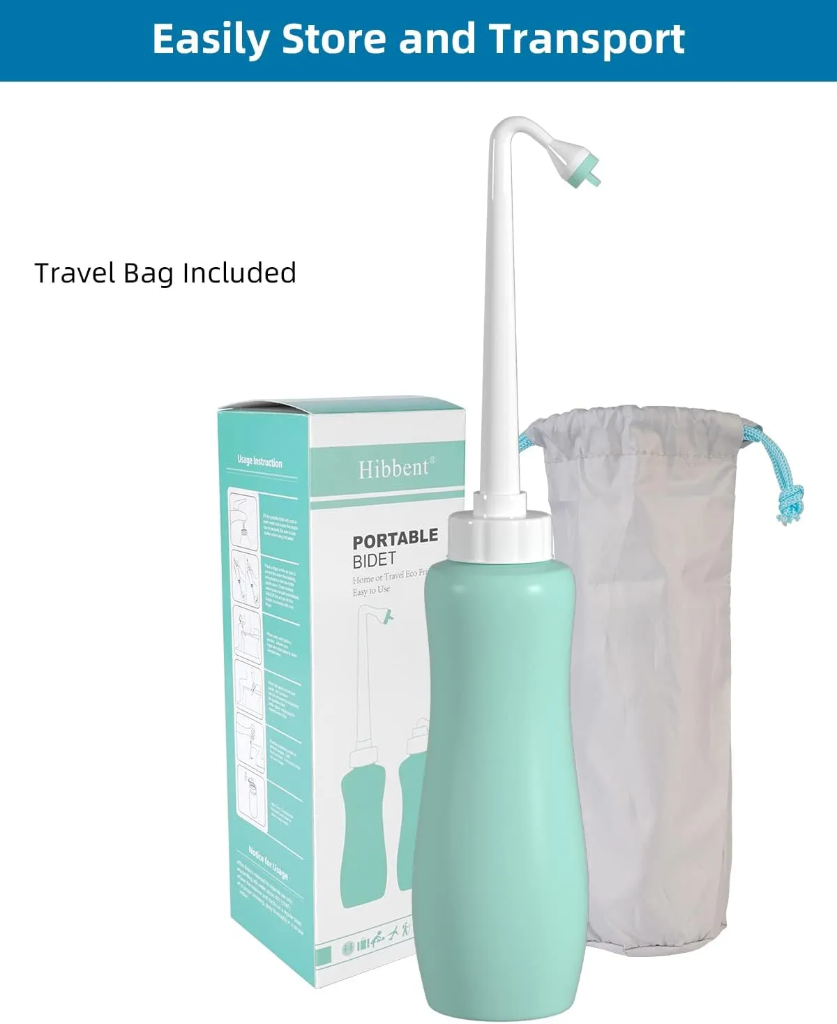Portable Bidet for Toilet, Bidet Attachment,Handheld Personal Travel Bidet Parts 650ml Extra Long Pointed Nozzle Spray for Childbirth, Personal Hygiene, Outdoor, Camping with Travel Bag- 22oz/ Green