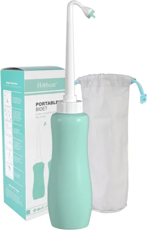 Portable Bidet for Toilet, Bidet Attachment,Handheld Personal Travel Bidet Parts 650ml Extra Long Pointed Nozzle Spray for Childbirth, Personal Hygiene, Outdoor, Camping with Travel Bag- 22oz/ Green
