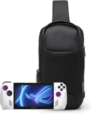 Portable Storage Bag Carry Case for ROG Ally/Steam Deck/Switch Handheld Game Console Daily Travel Crossbody/Shoulder Protective Bag with Anti-Theft Lock,USB Charging Port (Black)