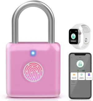 Pothunder Fingerprint Padlock, Locker Lock, Combination Lock, Fingerprint Lock with APP Unlock, USB Rechargeable, Suitable for Gym Locker, Door, Locker