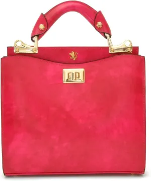 Pratesi Leather Bag for Women Anna Maria Luisa de' Medici Medium in cow leather - Radica Fucshia Made in Italy