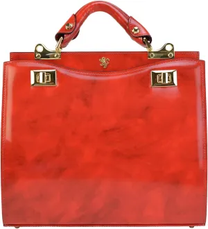 Pratesi Leather, Leather Bag for Women Anna Maria Luisa de' Medici Medium in cow leather - Radica Cherry