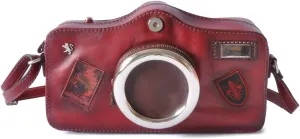Pratesi Leather, Leather Bag for Women Photocamera Bruce Cross-Body Bag in cow leather - Bruce Chianti