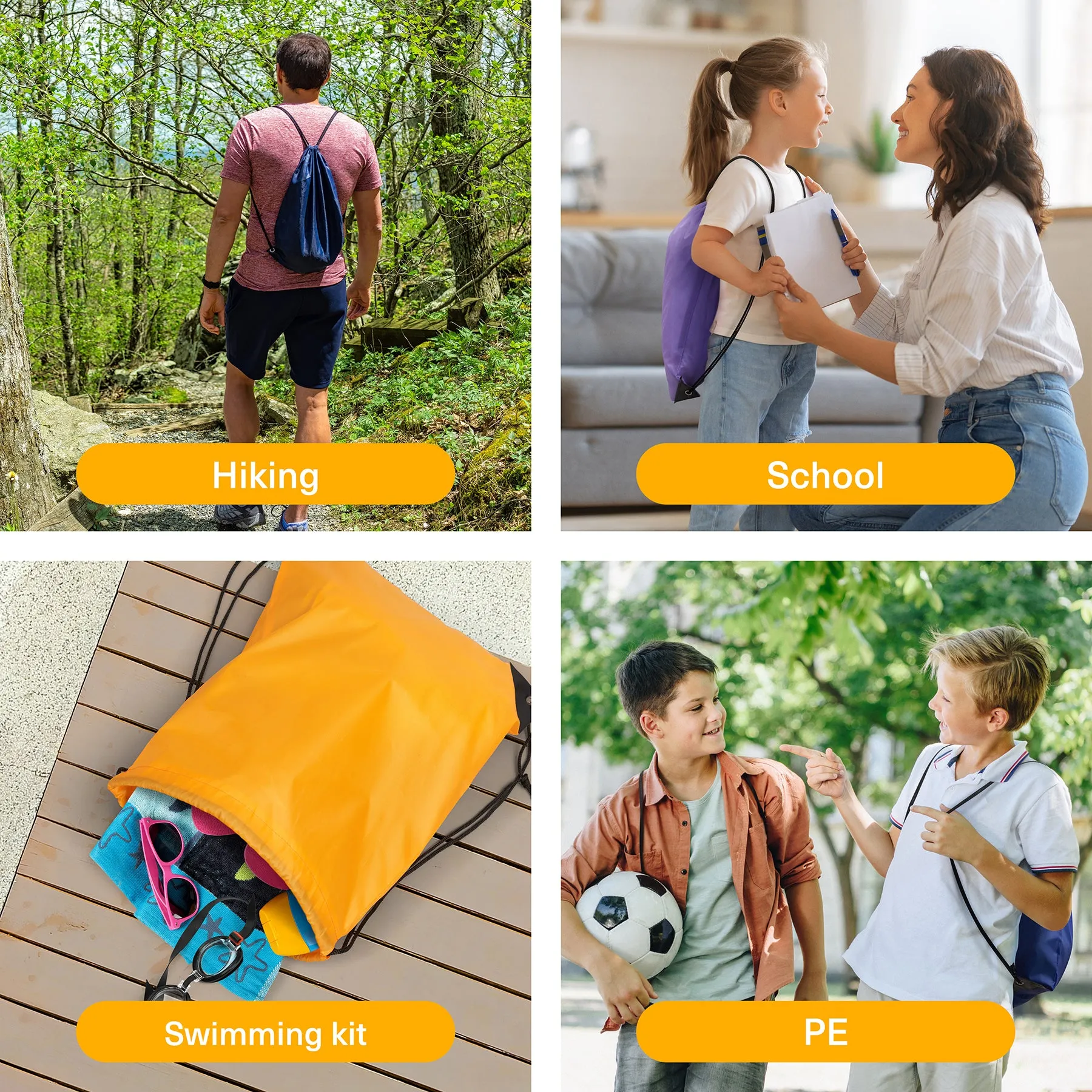 Premium Drawstring Bags in Assorted Colours (Multi-Pack)