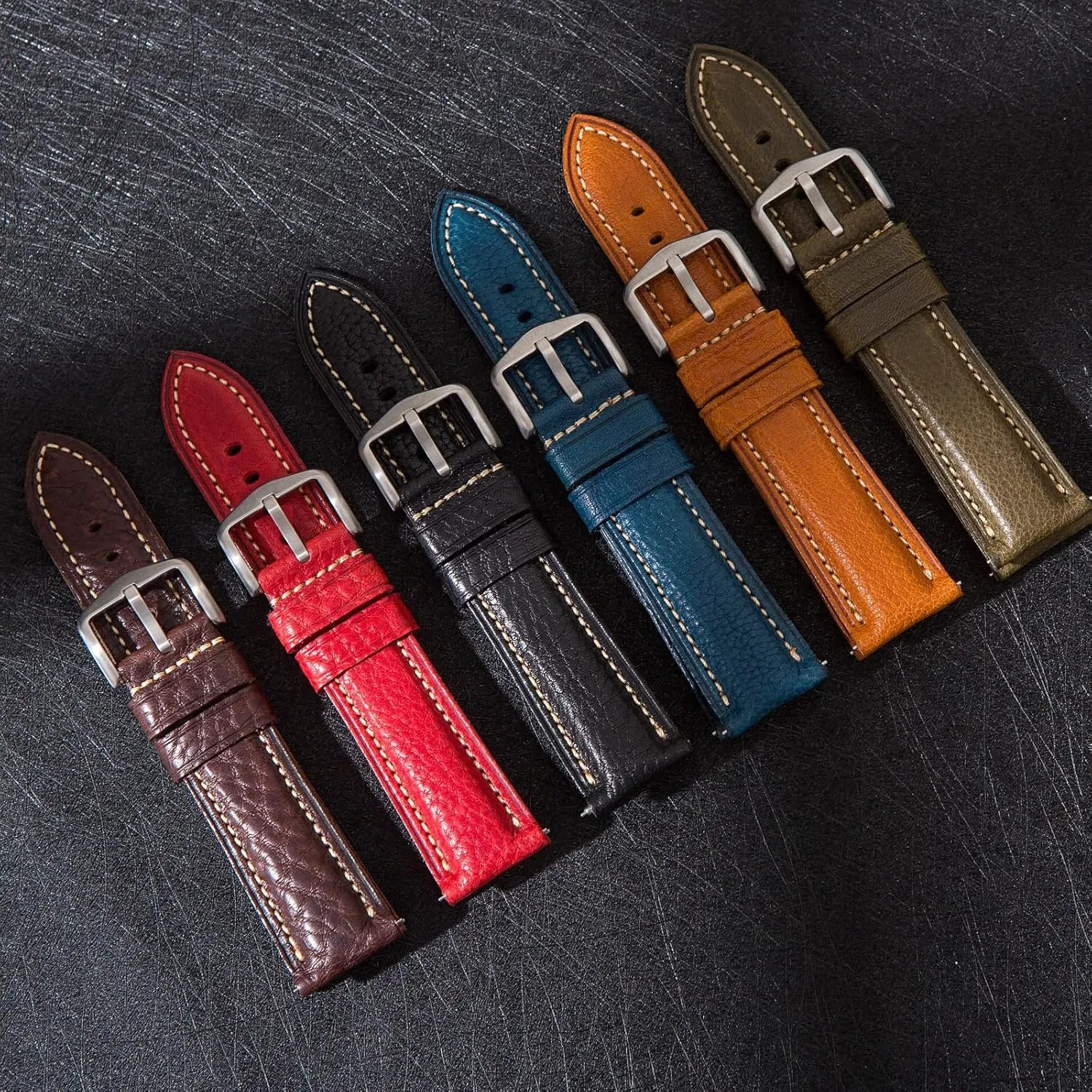 Premium Minerva Box Leather Watch Band - Luxury Italian Leather MBox Watch Strap from Badalassi Carlo tanneries- Quick-Release - 18mm, 20mm, 22mm, 24mm