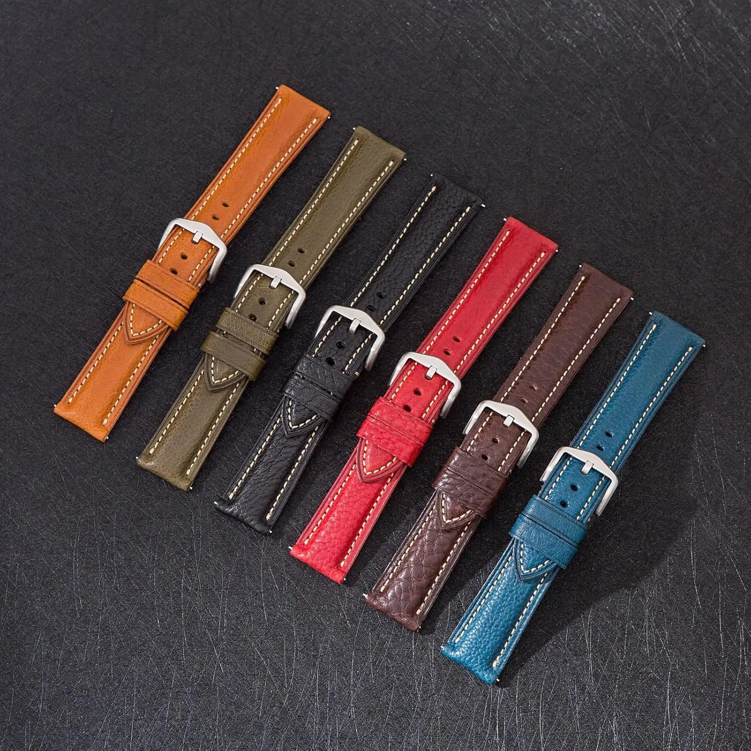 Premium Minerva Box Leather Watch Band - Luxury Italian Leather MBox Watch Strap from Badalassi Carlo tanneries- Quick-Release - 18mm, 20mm, 22mm, 24mm
