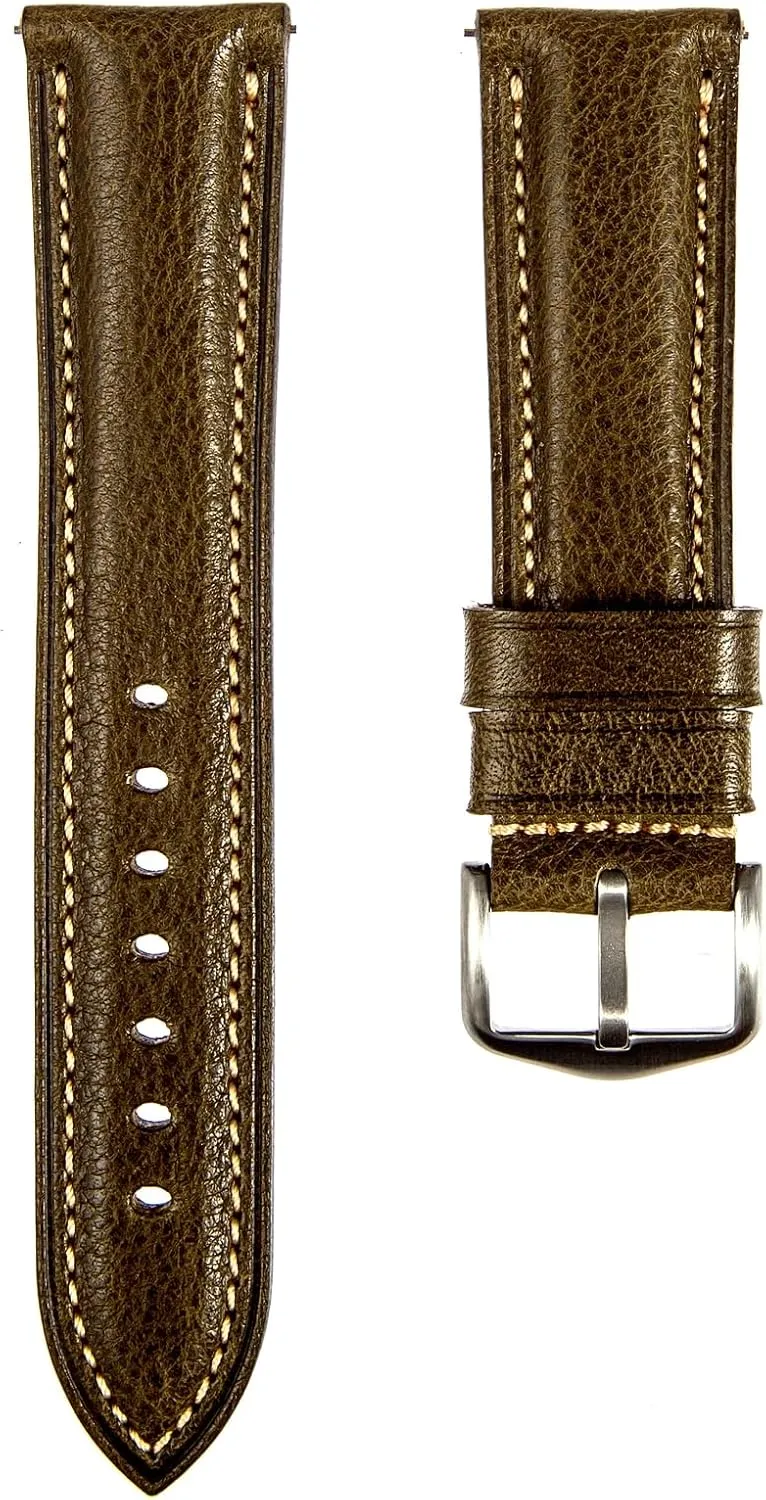 Premium Minerva Box Leather Watch Band - Luxury Italian Leather MBox Watch Strap from Badalassi Carlo tanneries- Quick-Release - 18mm, 20mm, 22mm, 24mm