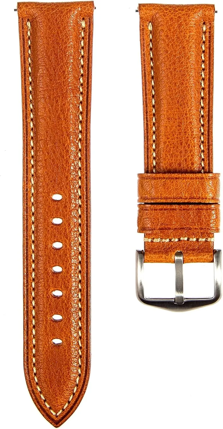 Premium Minerva Box Leather Watch Band - Luxury Italian Leather MBox Watch Strap from Badalassi Carlo tanneries- Quick-Release - 18mm, 20mm, 22mm, 24mm