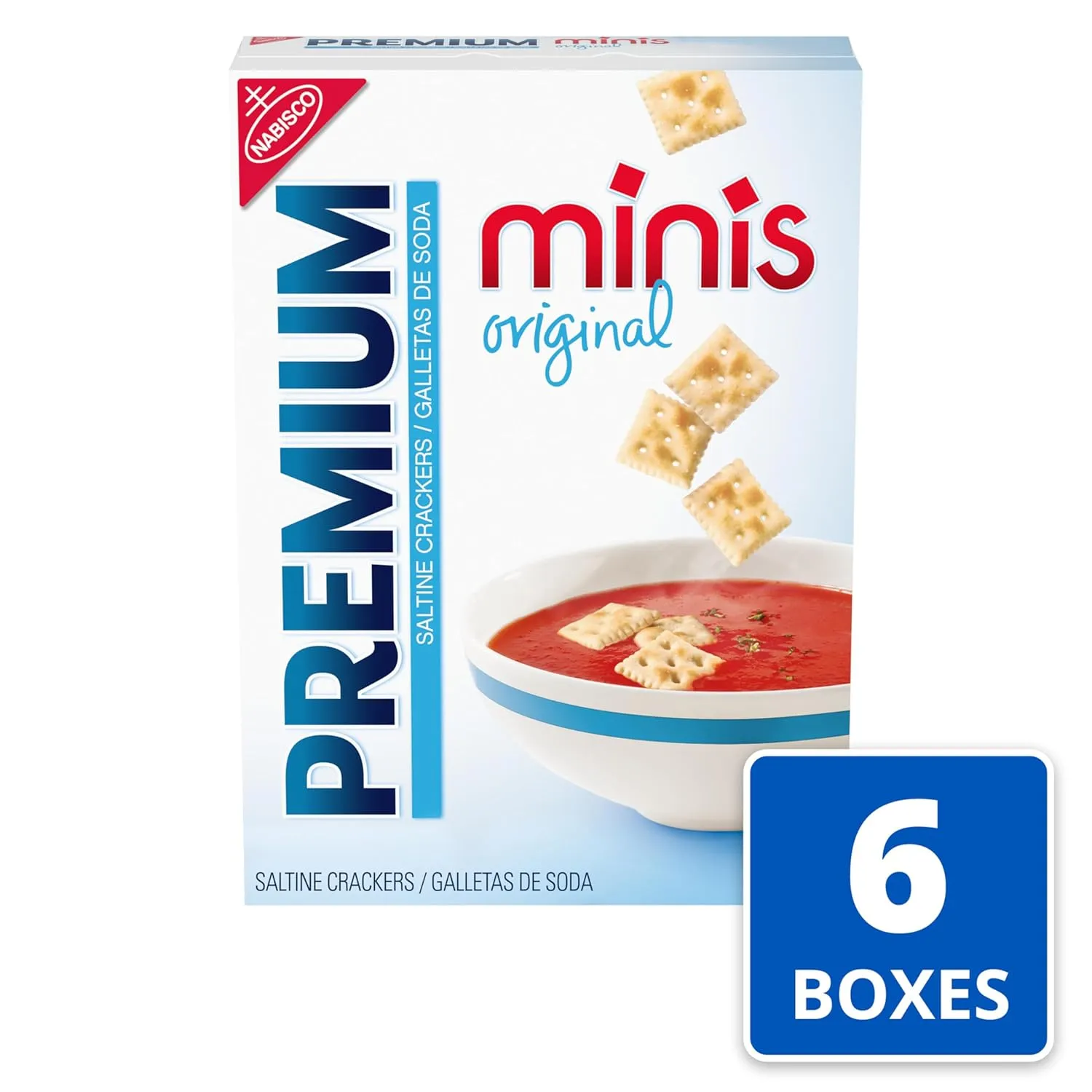Premium Original Mini Saltine Crackers, Lunch Snacks, Bulk Snacks, 6 - 11 oz Boxes