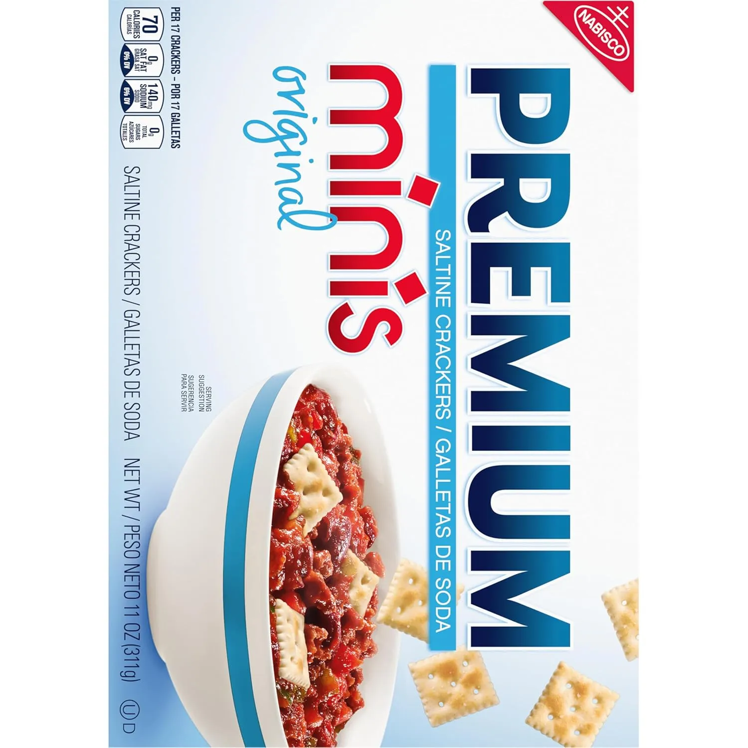 Premium Original Mini Saltine Crackers, Lunch Snacks, Bulk Snacks, 6 - 11 oz Boxes