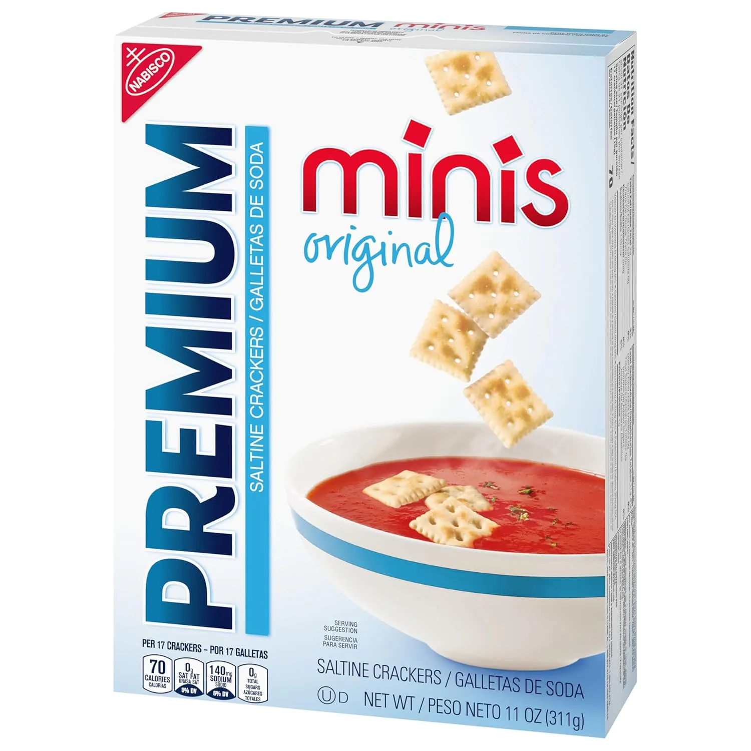 Premium Original Mini Saltine Crackers, Lunch Snacks, Bulk Snacks, 6 - 11 oz Boxes