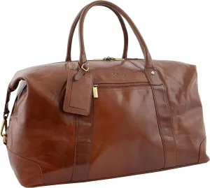 Prestigious Cognac Veg Tan Leather Holdall Casual Gym Travel Duffle Weekend Bag Voyage
