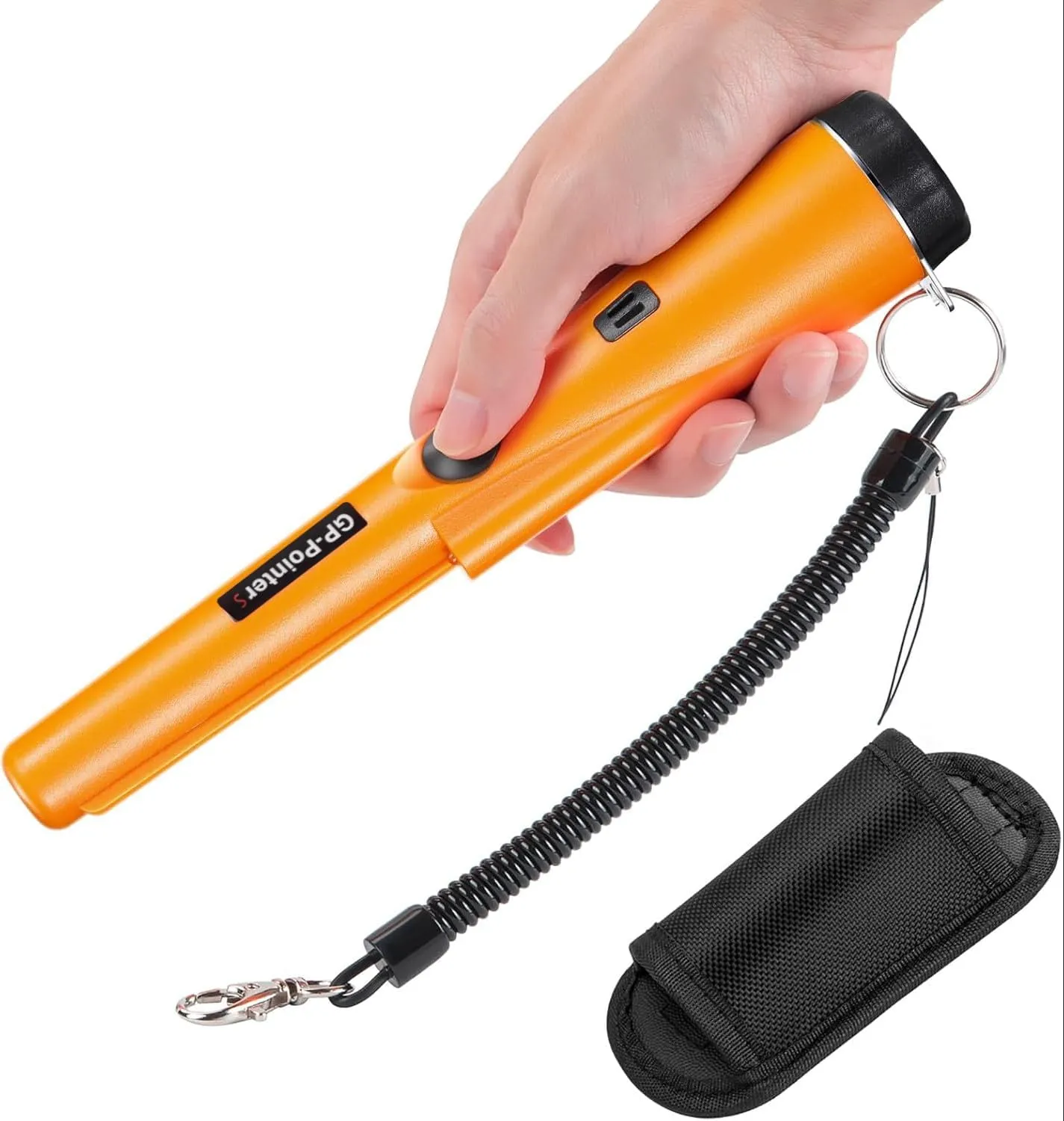 Pro GP-Pointers Metal Detector Pinpointer – Waterproof 360° High Accuracy Search Probe for Treasure Hunting, Professional Handheld Pinpointer Wand, with 9V Battery (Vibrant Orange)