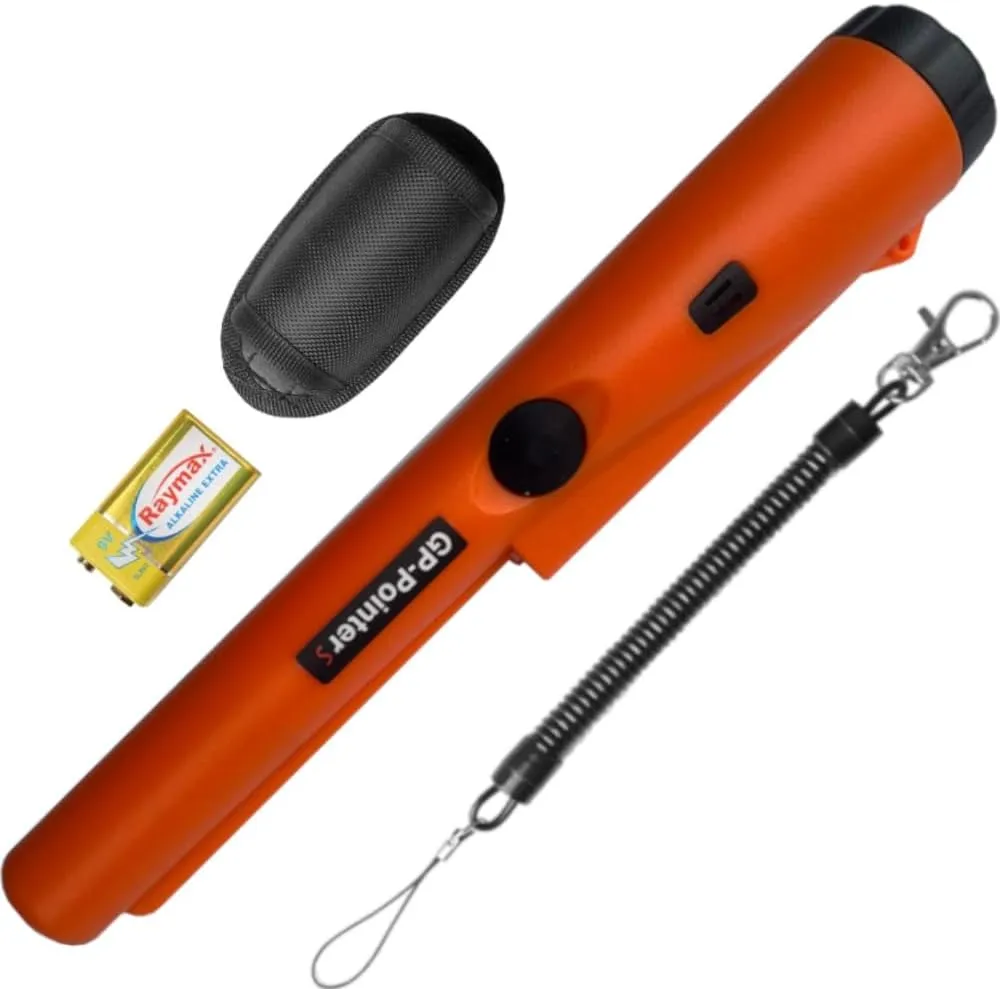Pro GP-Pointers Metal Detector Pinpointer – Waterproof 360° High Accuracy Search Probe for Treasure Hunting, Professional Handheld Pinpointer Wand, with 9V Battery (Vibrant Orange)