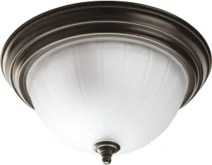 Progress Lighting P3817-20 2-Light Close-To-Ceiling with Etched Ribbed Glass, Antique Bronze