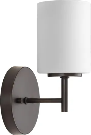 Progress Lighting Replay Collection 1-Light Etched White Glass Modern Bath Vanity Light Antique Bronze