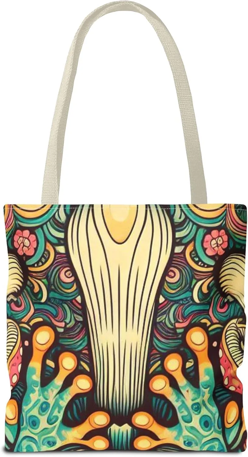 Psychedelic Frog Tote Bag – Trippy Hippy Style Eco-Friendly Reusable Shopping Bag for Women