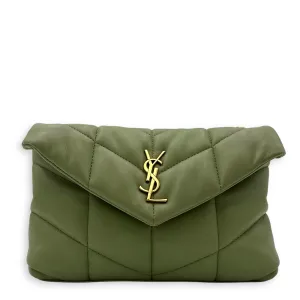 Puffer Mini Green Crossbody Bag in Lambskin, Gold hardware
