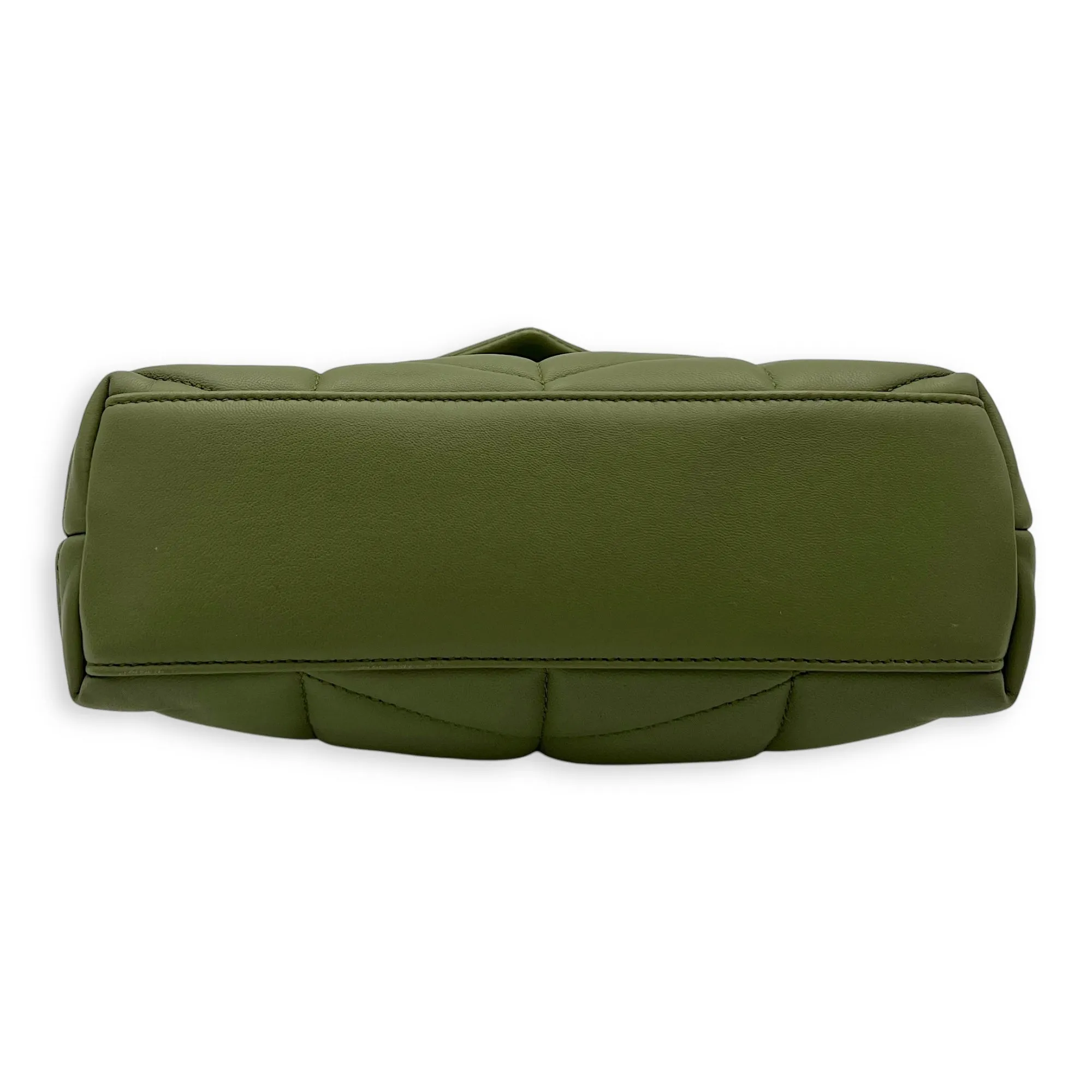 Puffer Mini Green Crossbody Bag in Lambskin, Gold hardware