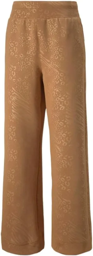 PUMA Womens Fashion Luxe Embossed Pants Training Casual Drawstring - Brown - Size XL