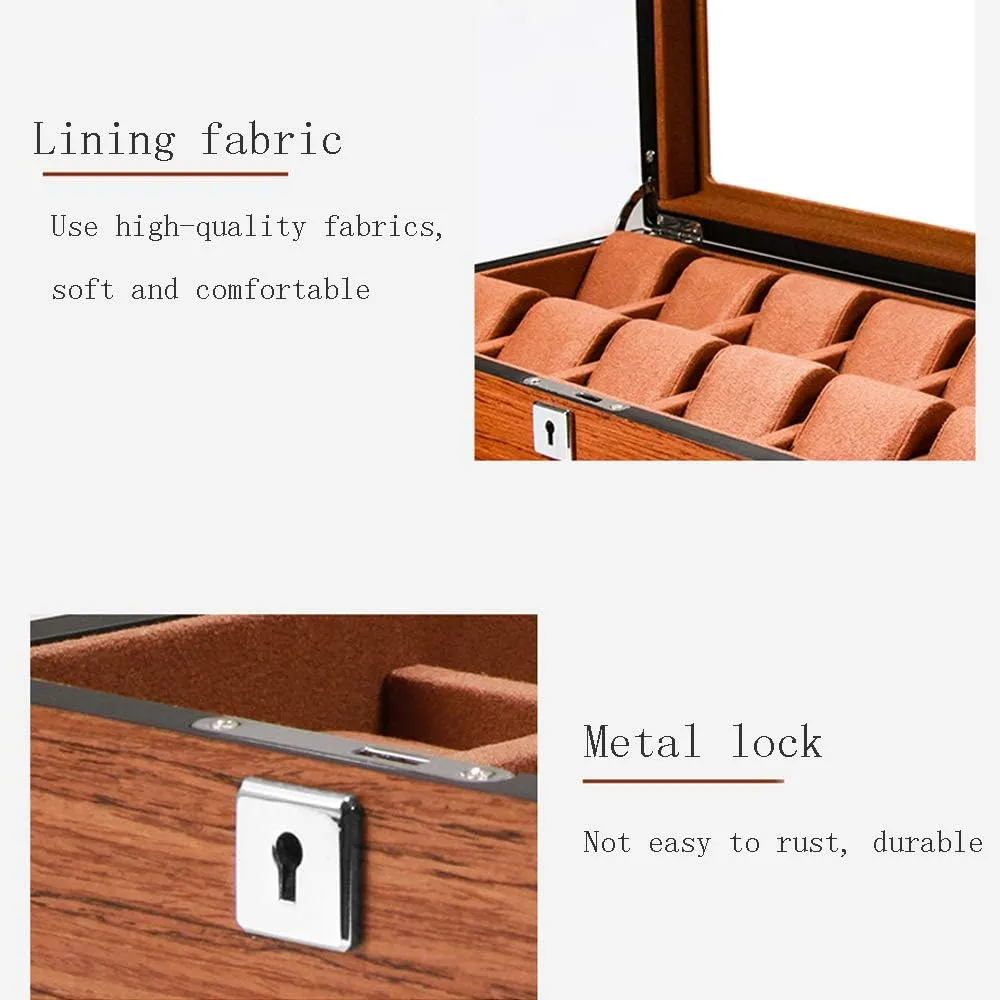 Pure Natural Solid Wood sunroof Mechanical Watch Storage Box with Lockable Hand Watch Display Box Watch Collection Box
