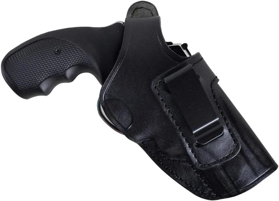 Pusat Holster Premium Leather IWB and OWB Belt Holster for Revolver 357 MAG 2.5 inch Colt Python, Dan Wesson, Ruger GP100, Rossi 971, Smith Wesson 686, Taurus 66 Right Hand