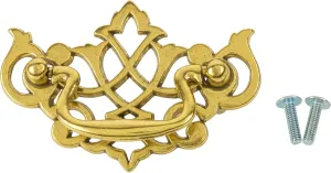Queen Anne Chippendale Satin Brass Drawer Bail Pull | Centers: 2-1/2" | Handle for Antique Cabinet Door, Dresser Drawer, Desk | Furniture Reproduction Hardware | BP11-DB (10)