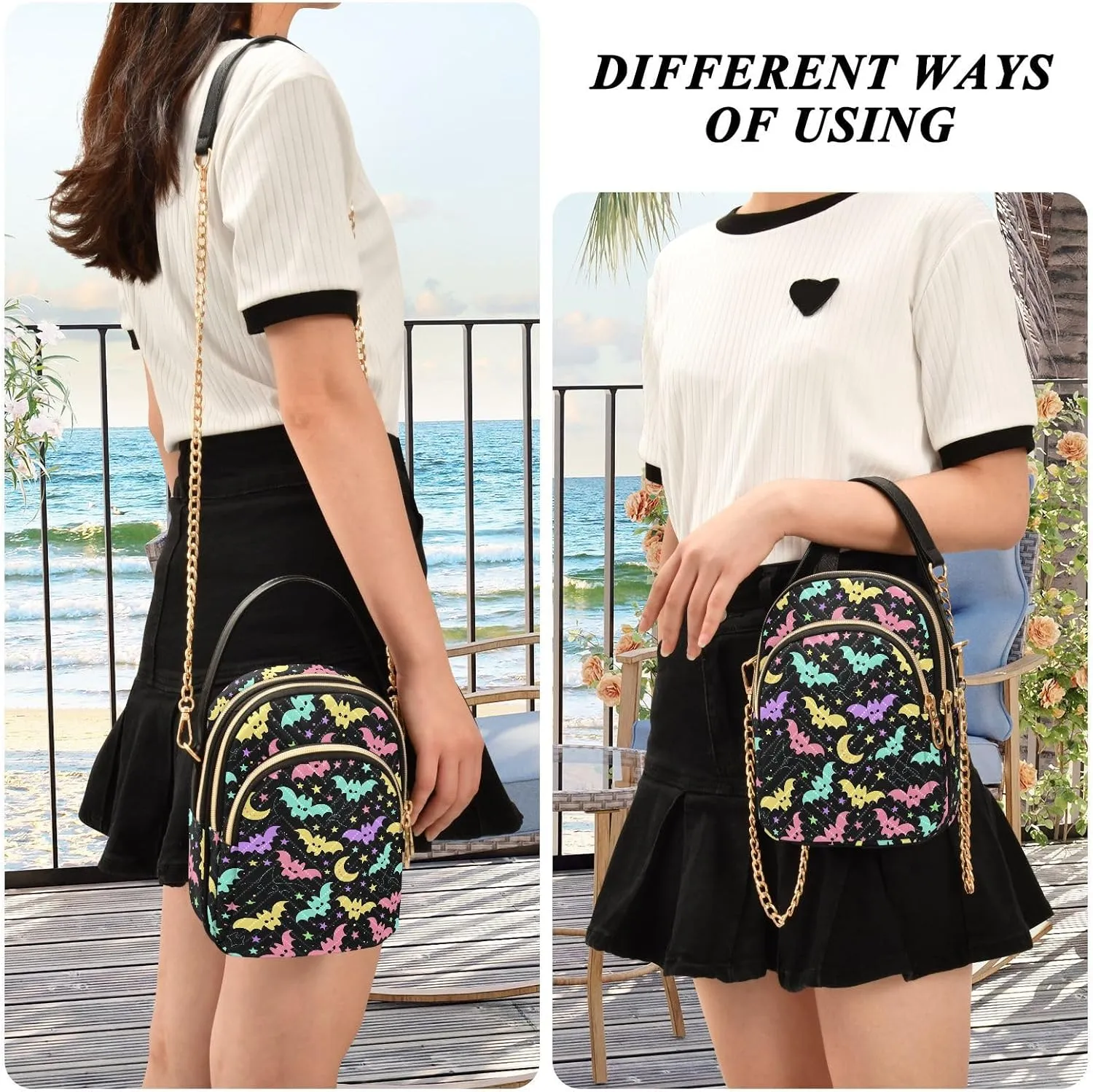 Quilted Crossbody Bags for Women Trendy, Women's Crossbody Handbags Butterfly Travel Cell Phone Purses Bags