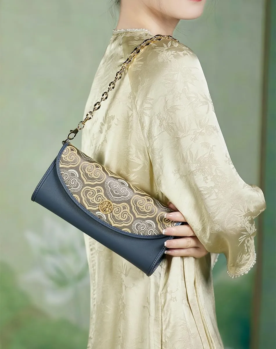 Quilted Crossbody Bags for Women with Embroidery, Trendy Designer Shoulder Bag Phone Wallet Umbrella Clutch Purse for Women