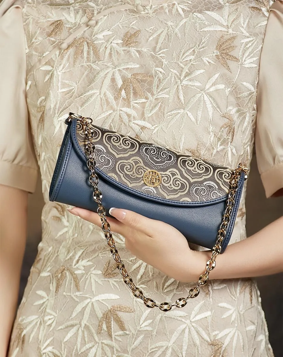 Quilted Crossbody Bags for Women with Embroidery, Trendy Designer Shoulder Bag Phone Wallet Umbrella Clutch Purse for Women