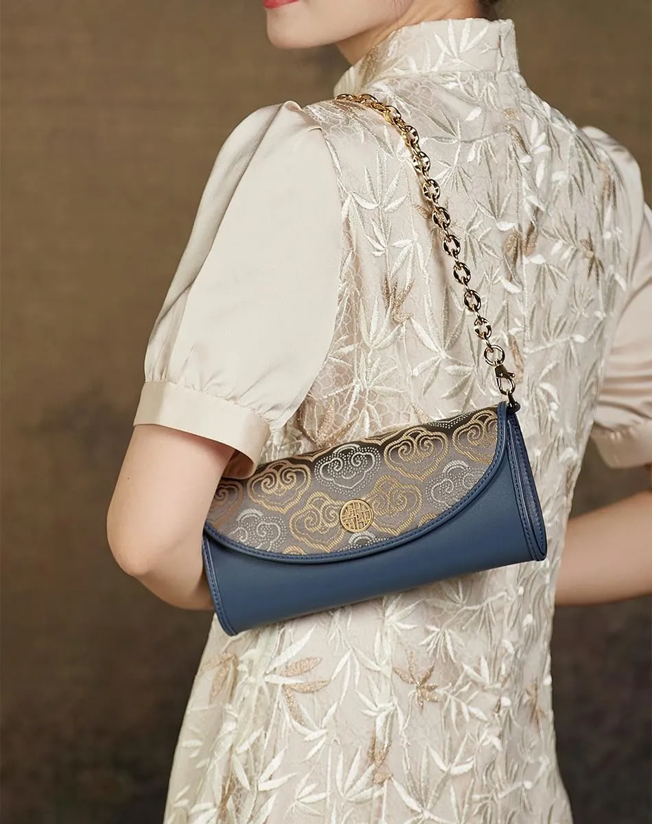 Quilted Crossbody Bags for Women with Embroidery, Trendy Designer Shoulder Bag Phone Wallet Umbrella Clutch Purse for Women