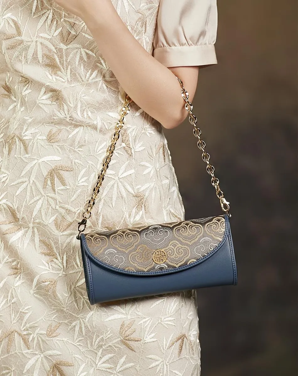 Quilted Crossbody Bags for Women with Embroidery, Trendy Designer Shoulder Bag Phone Wallet Umbrella Clutch Purse for Women