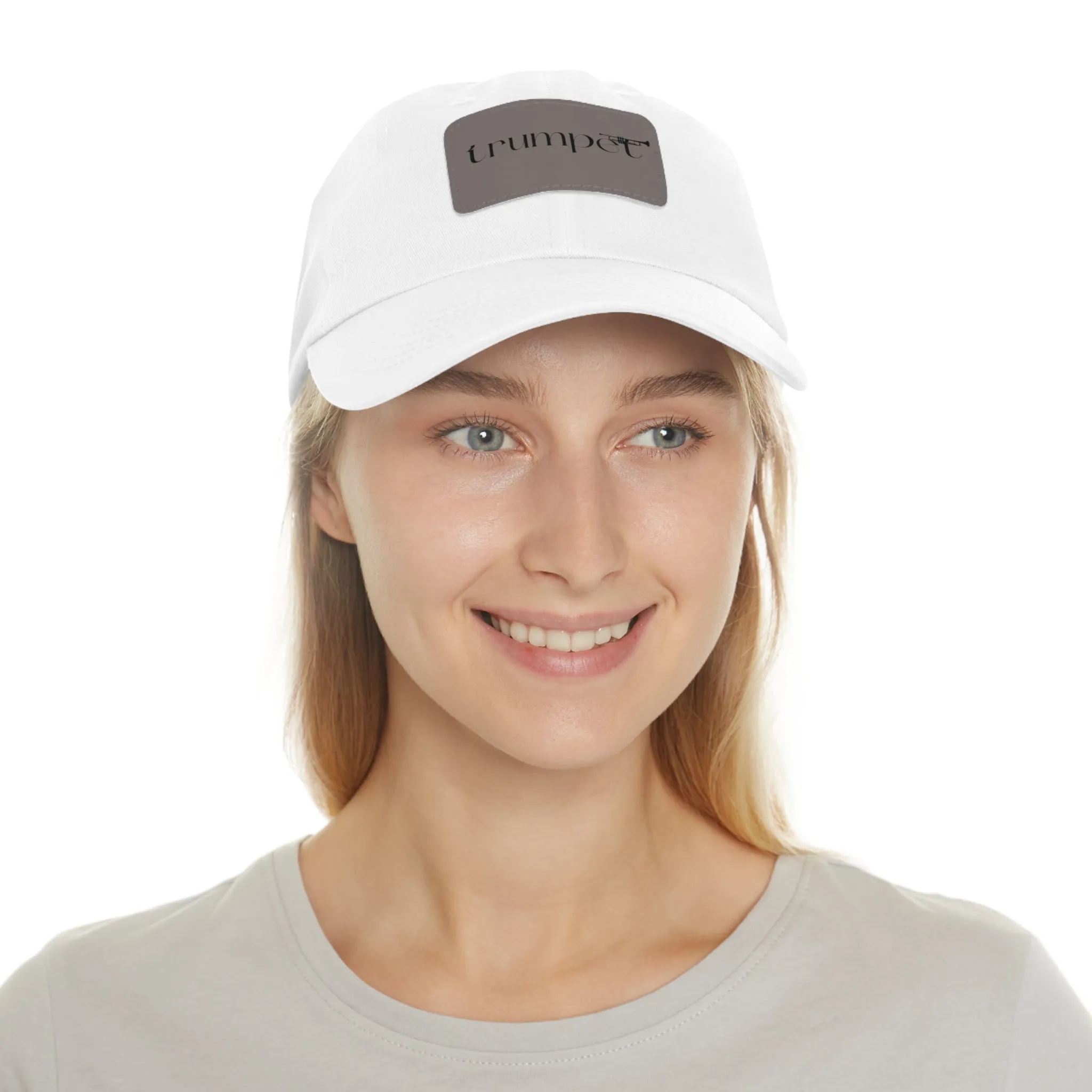 "Trumpet" Dad Hat with Leather Patch (Rectangle)