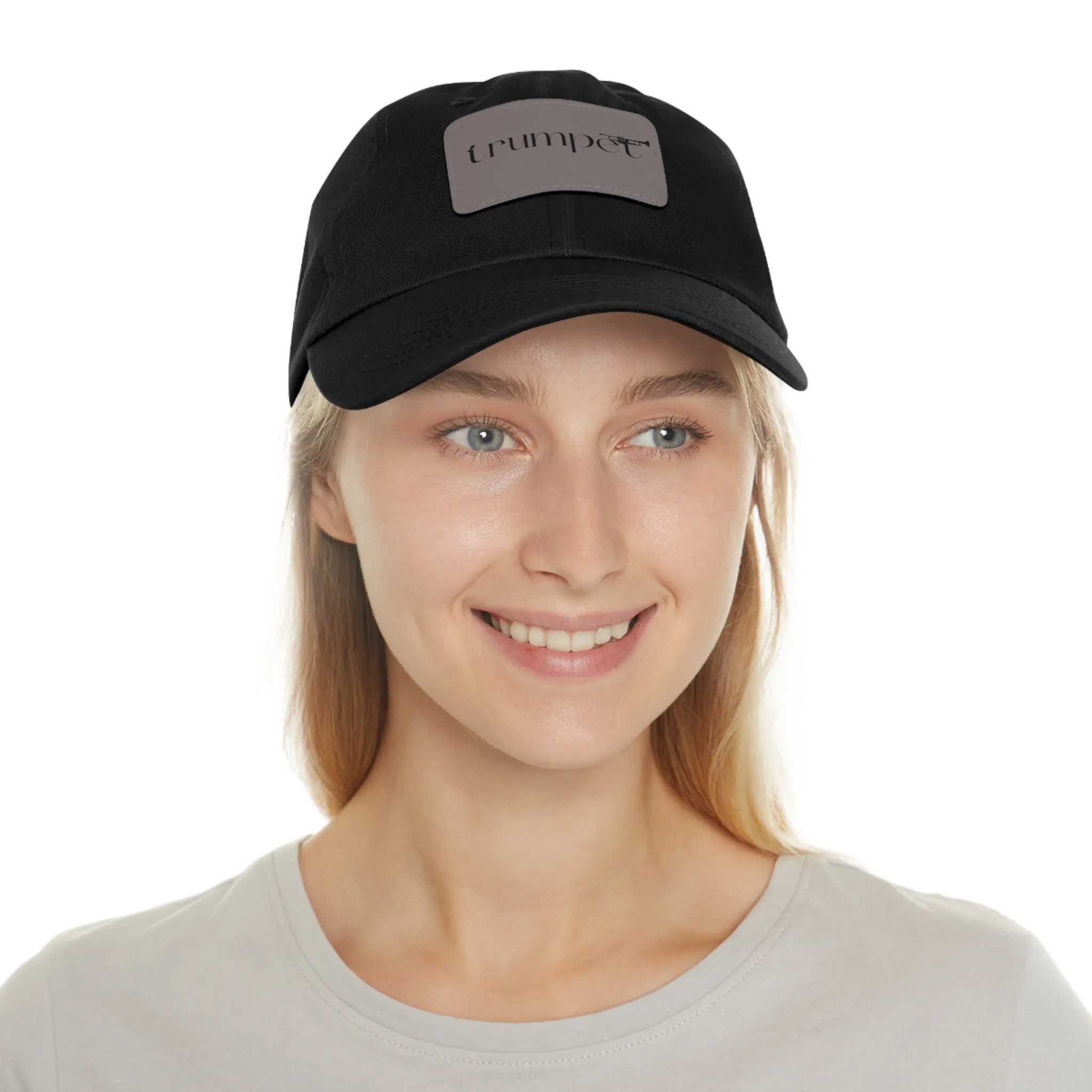 "Trumpet" Dad Hat with Leather Patch (Rectangle)