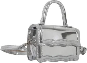 QWINEE Women's Metallic PU Leather Single Strap Shoulder Bags Funky Waterproof Top Handle Mini Square Bag Crossbody Handbags